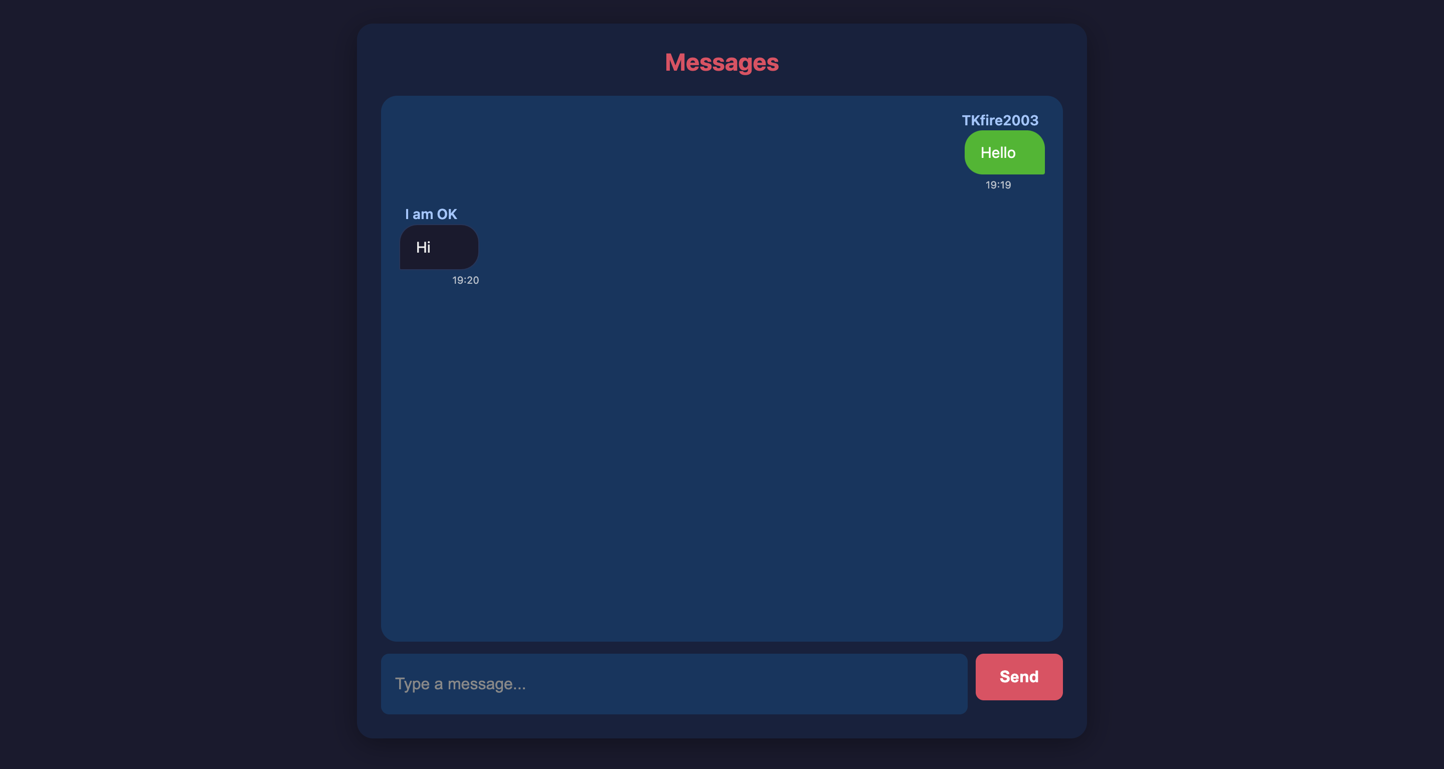 Chat App interface showing login screen and messaging interface